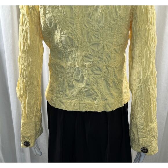 Aspenny Vintage Textured Large Buttons Bell Sleeves Blazer, Yellow, Sz: L, 78-32 - Picture 7 of 15